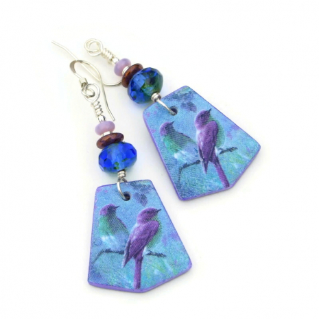 bird birds handmade earrings gift for her