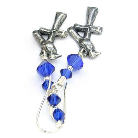 bird cross jewelry handmade earrings gift for women