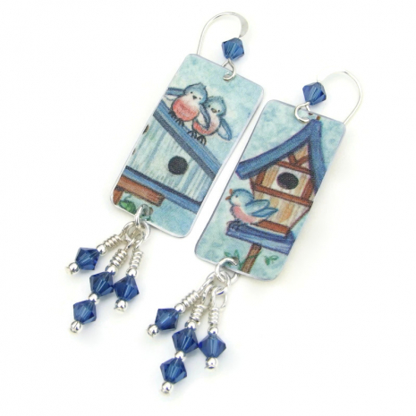 bird jewelry handmade gift for women bluebirds