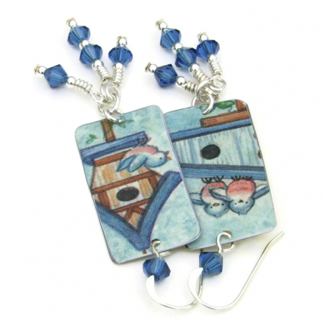 bird lover jewelry bluebirds houses handmade lightweight