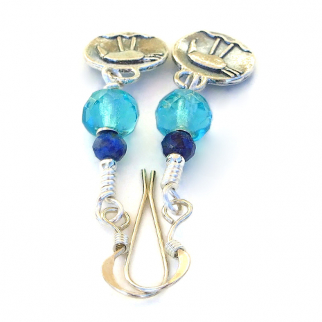 bird lover petroglyph birds jewelry sterling silver aqua blue lapis lazuli