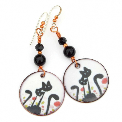 black cats earrings gift for women