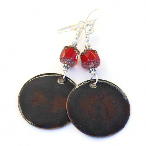 black enamel back side of enamel handmade cactus earrings