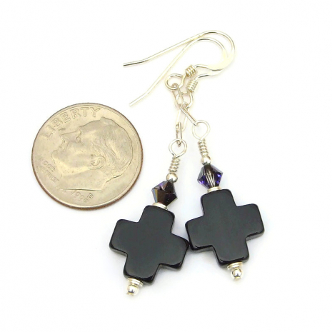 black onyx cross jewelry gift for her