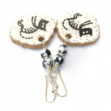 black skeleton cat handmade jewelry halloween