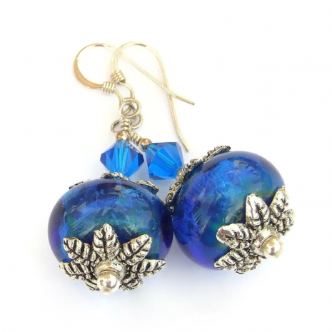 blue borosilicate lampwork glass jewelry gift for her
