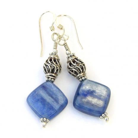 blue kyanite gemstone jewelry Bali sterling beads