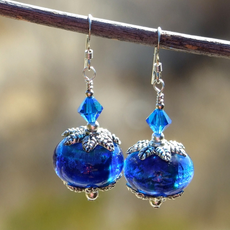 blue lampwork glass jewelry gift for women