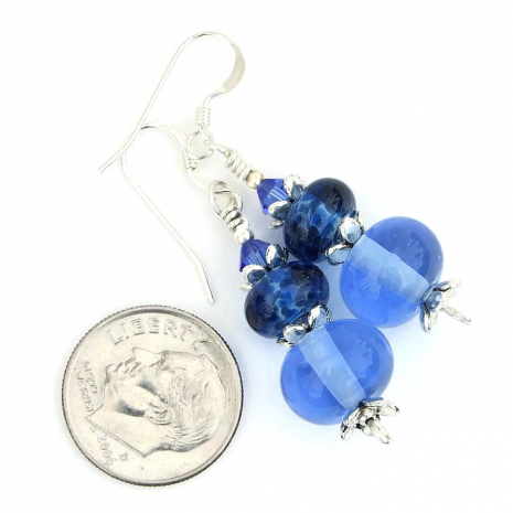 blue lampwork glass jewelry handmade gift for women