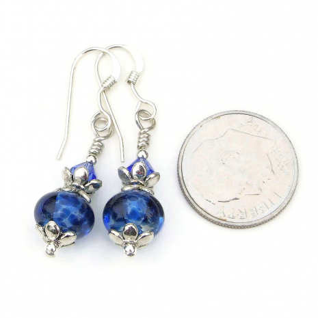 blue lampwork glass jewelry handmade gift for women