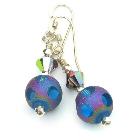 blue window glass earrings handmade jewelry gift for women