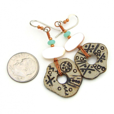 boho disc handmade jewelry petroglyph gift for her