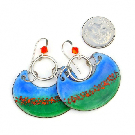 boho flower poppies jewelry handmade earrings gift for her