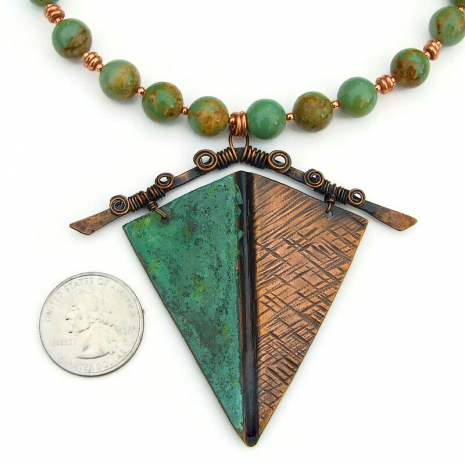 boho kite pendant jewelry copper turquoise gift for her