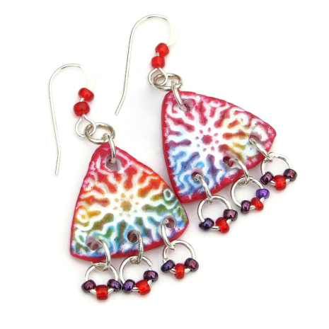 boho lightweight handmade sun burst earrings colorful gift for her