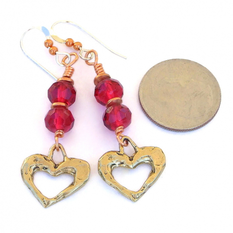 bronze hearts handmade jewelry valentines gift for her