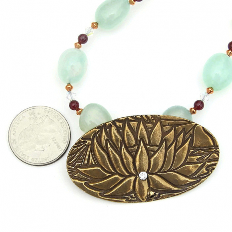 bronze lotus pendant necklace