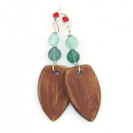 brown back side of horses hearts handmade earrings