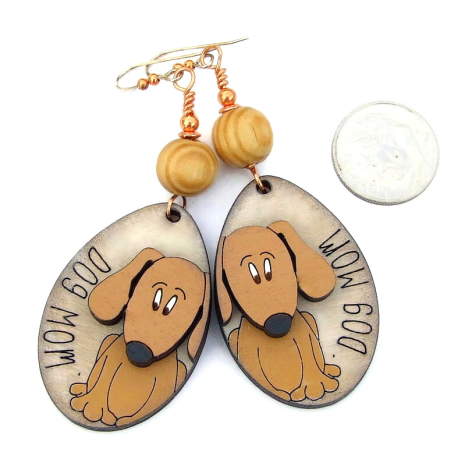 brown dog mom handmade jewelry gift for her laser cut wood