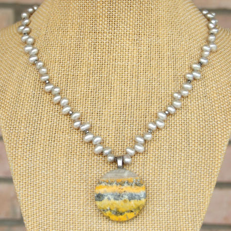 bumblebee jasper necklace handmade gift for her