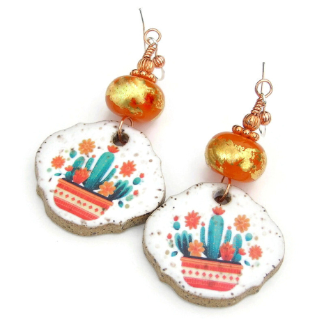 cactus flowers jewelry handmade gift for women