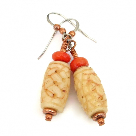 carved bone earrings handmade gift for women