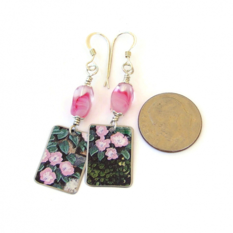celestial seasonings tea tin jewelry pink flowers green