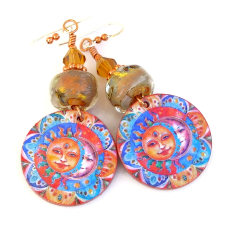 celestial sun moon handmade jewelry gift for her