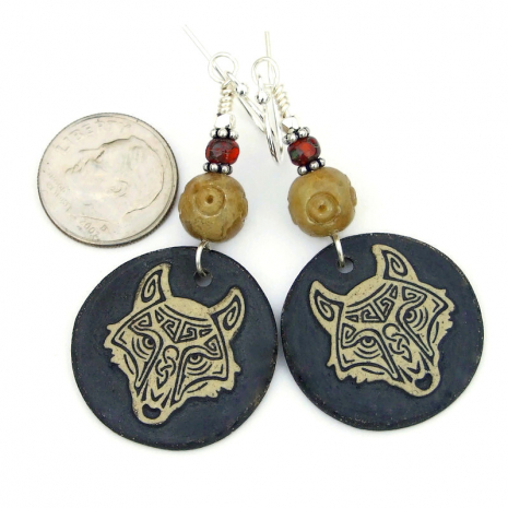 celtic wolf head handmade jewelry gift for her