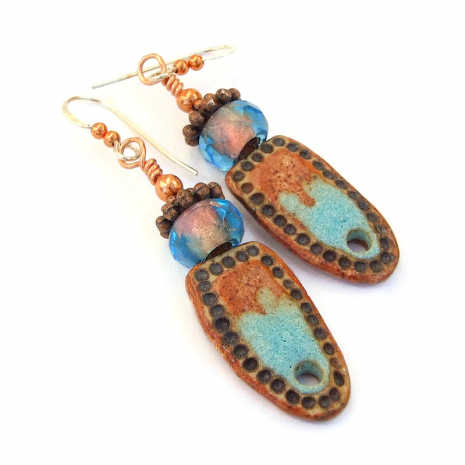 ceramic boho earrings handmade gift for her