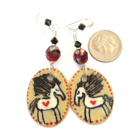 ceramic horse horses dangle jewelry hand painted