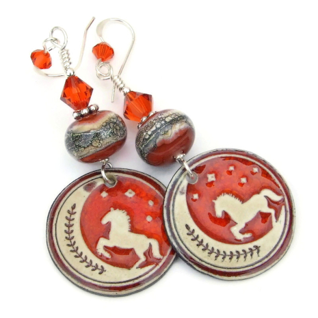 ceramic horses handmade horse earrings gift for her