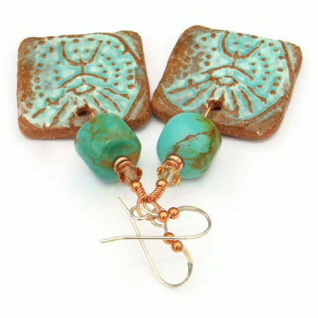ceramic shaman jewelry real turquoise