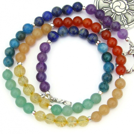 chakra gemstone jewelry dharma wheel handmade