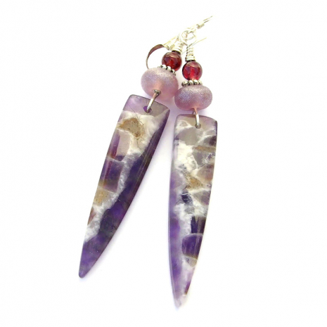 chevron amethyst gemstone earrings gift for women