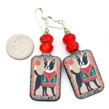 christmas boston terrier jewelry handmade holiday dog gift for women