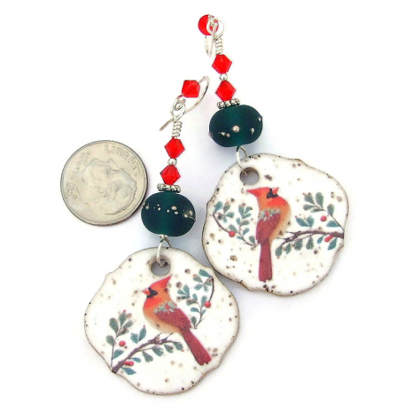 christmas cardinal handmade jewelry holiday gift for women
