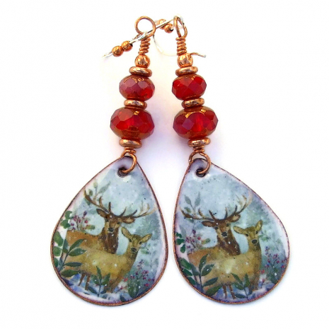 christmas deer handmade earrings gift for women