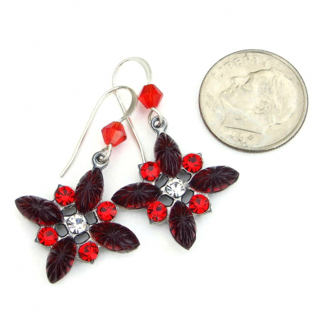 Christmas holiday vintage crystal jewelry handmade gift for her