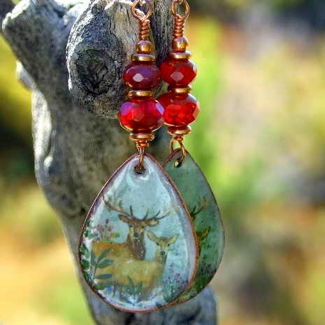 christmas jewelry deer buck doe snow