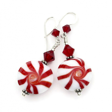 christmas peppermint candy handmade earrings