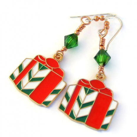 One of a kind handmade Christmas holiday jewelry gift for women. christmas presents handmade holiday earrings gift for her