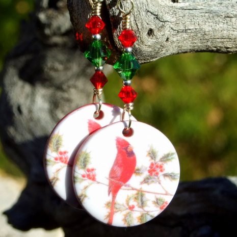 christmas red cardinal jewelry gift for women