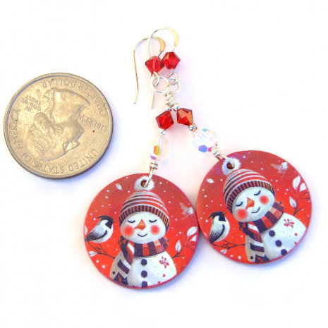 christmas snowman handmade jewelry birds gift for her