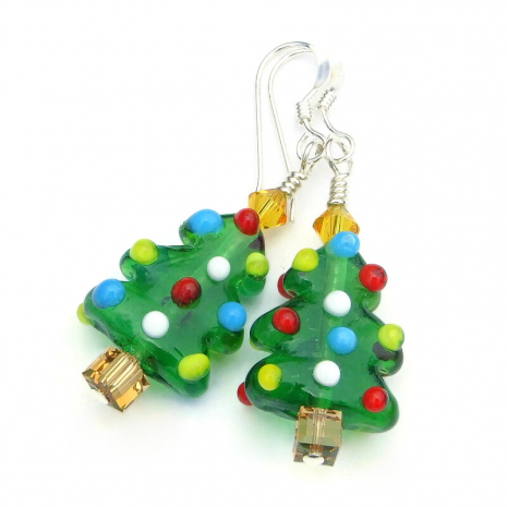 christmas tree earrings handmade holidays gift for women
