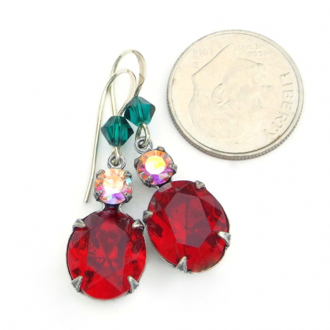 christmas vintage crystals jewelry handmade gift for her