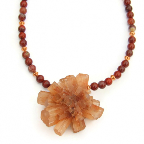 close up of aragonite star cluster gemstone pendant