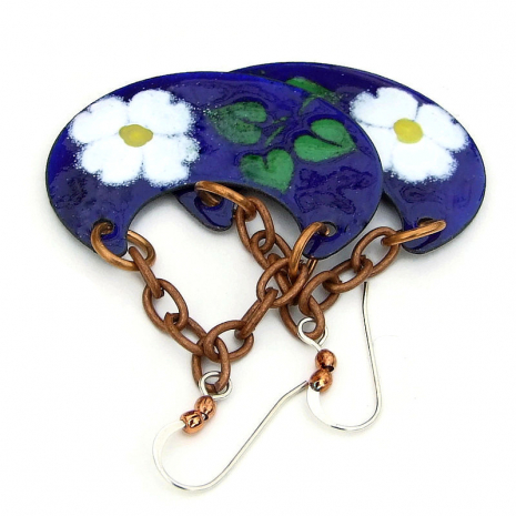 cobalt blue white flower handmade jewelry