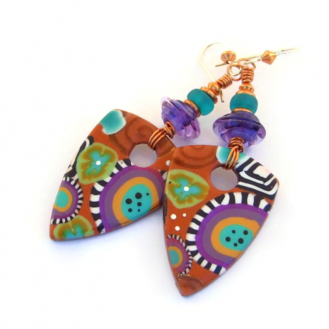 colorful boho shield jewelry purple brown aqua