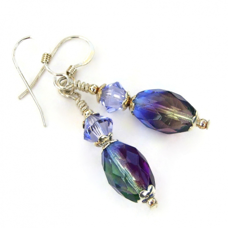 colorful czech glass earrings gift for her
